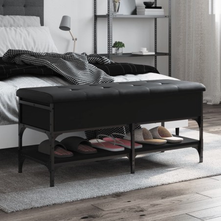 vidaXL Banco zapatero madera de ingeniería negro 102x42x45 cm