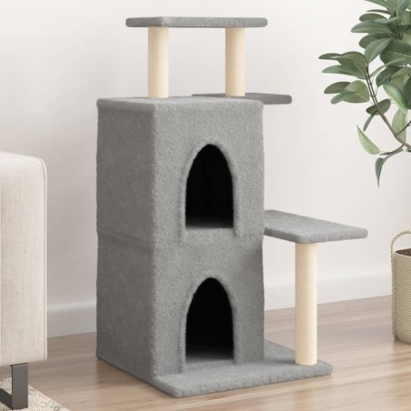 vidaXL Rascador para gatos con postes de sisal gris claro 97 cm