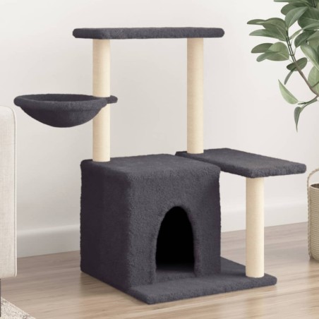 vidaXL Rascador para gatos con postes de sisal gris oscuro 83 cm