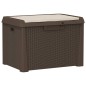 vidaXL Caja de almacenaje jardín con cojín de asiento PP marrón 125 L vidaXL Caja de almacenaje jardín con cojín de asiento PP marrón 125 L