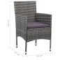 vidaXL Juego de comedor de jardín de 3 piezas gris