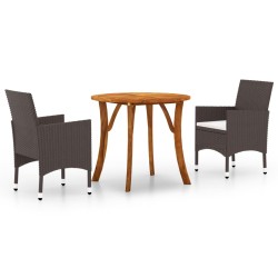 vidaXL Juego de comedor de jardín de 3 piezas marrón