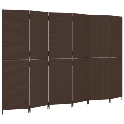vidaXL Biombo de 6 paneles ratán sintético marrón