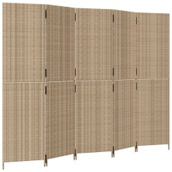 vidaXL Biombo de 5 paneles ratán sintético beige