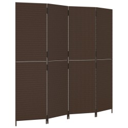 vidaXL Biombo de 4 paneles ratán sintético marrón