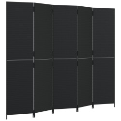 vidaXL Biombo de 5 paneles ratán sintético negro