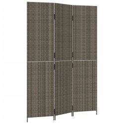 vidaXL Biombo de 3 paneles ratán sintético gris