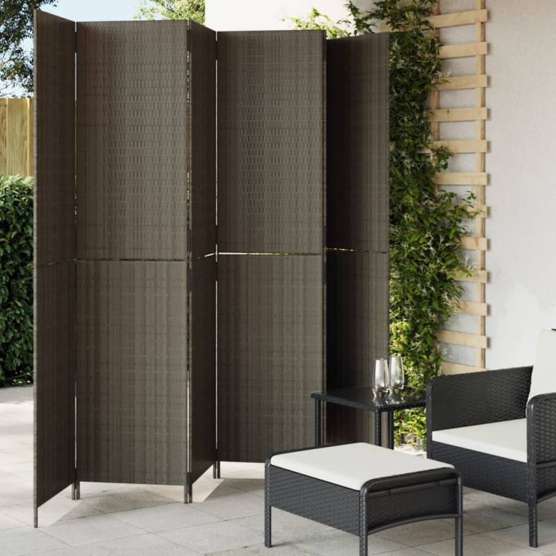 vidaXL Biombo de 6 paneles ratán sintético gris vidaXL Biombo de 6 paneles ratán sintético gris
