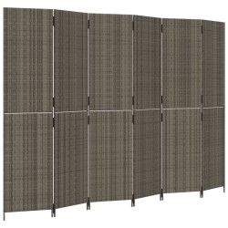 vidaXL Biombo de 6 paneles ratán sintético gris