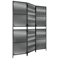 vidaXL Biombo de 3 paneles ratán sintético negro