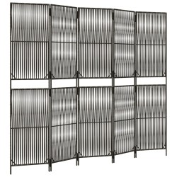 vidaXL Biombo de 5 paneles ratán sintético gris