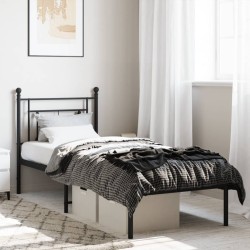 vidaXL Estructura de cama con cabecero metal negro 75x190 cm