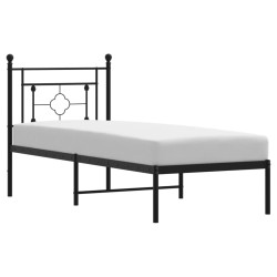 vidaXL Estructura de cama con cabecero metal negro 75x190 cm