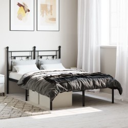 vidaXL Estructura de cama con cabecero metal negro 120x190 cm