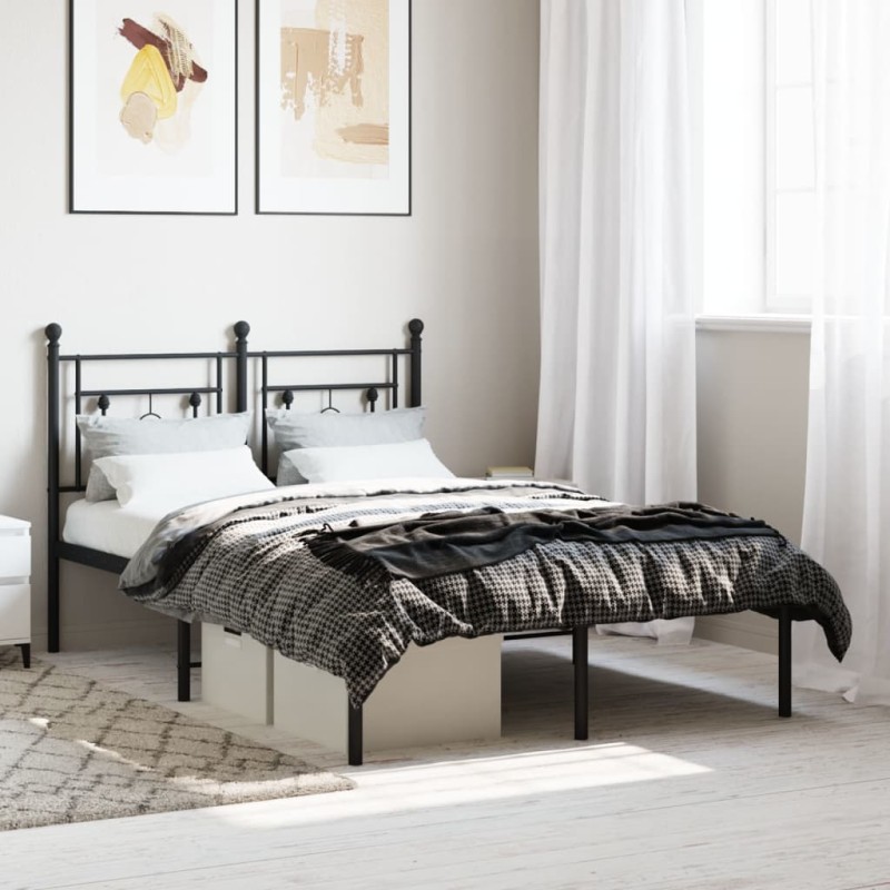 vidaXL Estructura de cama con cabecero metal negro 120x190 cm vidaXL Estructura de cama con cabecero metal negro 120x190 cm