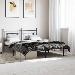 vidaXL Estructura de cama con cabecero metal negro 150x200 cm
