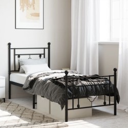 vidaXL Estructura de cama con cabecero y estribo metal negro 80x200 cm