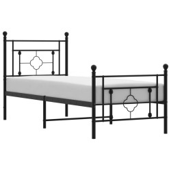 vidaXL Estructura de cama con cabecero y estribo metal negro 80x200 cm