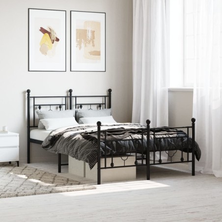 vidaXL Estructura de cama cabecero y pie de cama metal negro 120x200cm