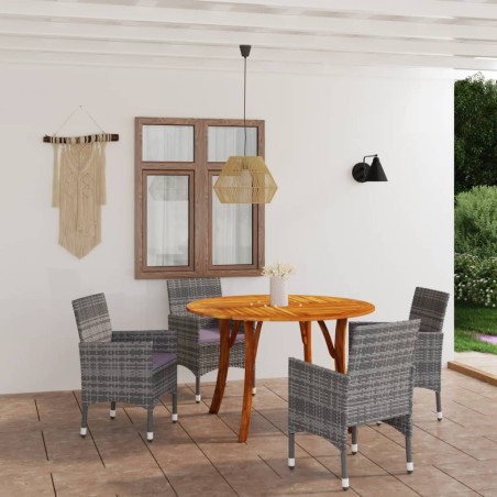 vidaXL Juego de comedor para jardín de 5 piezas gris