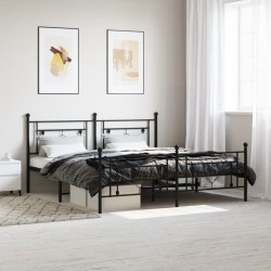 vidaXL Estructura de cama cabecero y pie de cama metal negro 183x213cm