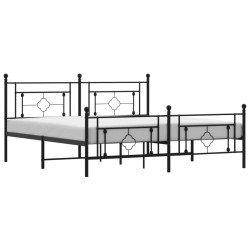 vidaXL Estructura de cama cabecero y pie de cama metal negro 183x213cm