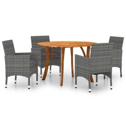 vidaXL Juego de comedor para jardín de 5 piezas gris