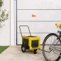 vidaXL Remolque bicicleta mascotas hierro tela Oxford amarillo negro