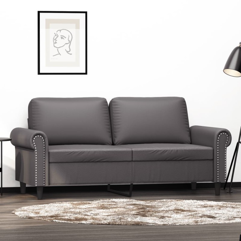 vidaXL Sofá de 2 plazas de cuero sintético gris 140 cm vidaXL Sofá de 2 plazas de cuero sintético gris 140 cm