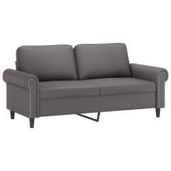 vidaXL Sofá de 2 plazas de cuero sintético gris 140 cm