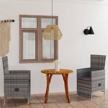 vidaXL Juego de comedor de jardín de 3 piezas gris