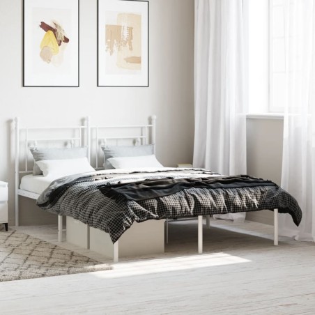 vidaXL Estructura de cama de metal con cabecero blanca 140x190 cm