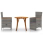 vidaXL Juego de comedor de jardín de 3 piezas gris