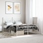 vidaXL Estructura cama metal con cabecero y estribo blanco 135x190 cm vidaXL Estructura cama metal con cabecero y estribo blanco 135x190 cm