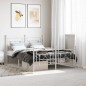 vidaXL Estructura cama metal con cabecero y estribo blanco 140x200 cm vidaXL Estructura cama metal con cabecero y estribo blanco 140x200 cm