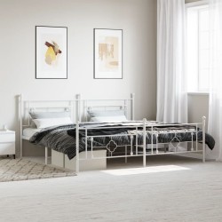 vidaXL Estructura cama metal con cabecero y estribo blanco 200x200 cm