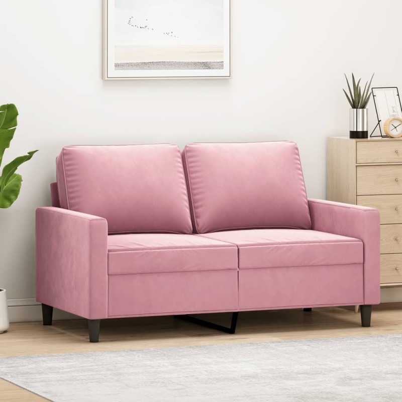 vidaXL Sofá de 2 plazas terciopelo rosa 120 cm