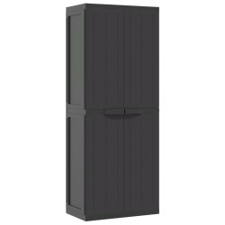 vidaXL Armario de almacenaje exterior PP negro 65x37x165 cm