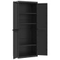 vidaXL Armario de almacenaje exterior PP negro 65x37x165 cm