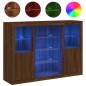 vidaXL Aparador con luz LED 3 pzas madera de ingeniería marrón roble vidaXL Aparador con luz LED 3 pzas madera de ingeniería marrón roble