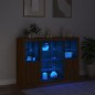 vidaXL Aparador con luz LED 3 pzas madera de ingeniería marrón roble vidaXL Aparador con luz LED 3 pzas madera de ingeniería marrón roble