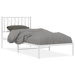 vidaXL Estructura de cama de metal con cabecero blanco 90x200 cm