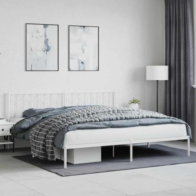 vidaXL Estructura de cama con cabecero metal blanca 200x200 cm vidaXL Estructura de cama con cabecero metal blanca 200x200 cm