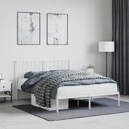 vidaXL Estructura de cama con cabecero metal blanca 140x200 cm