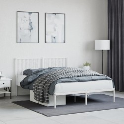 vidaXL Estructura de cama de metal con cabecero blanca 135x190 cm
