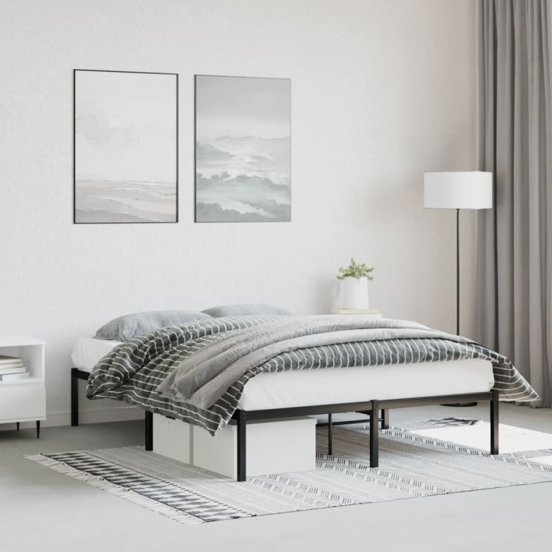 vidaXL Estructura de cama de metal negro 135x190 cm vidaXL Estructura de cama de metal negro 135x190 cm