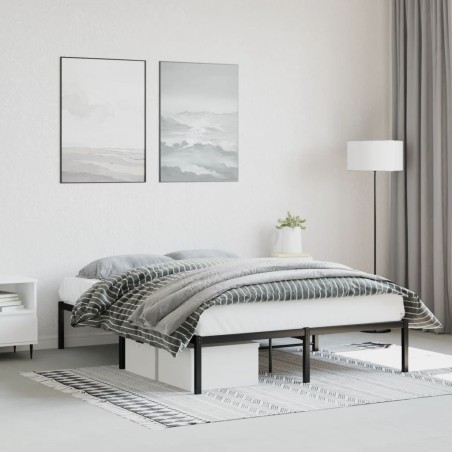 vidaXL Estructura de cama de metal negro 135x190 cm