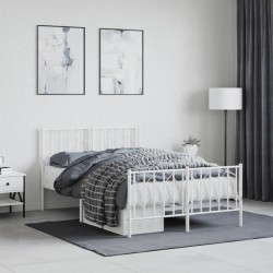 vidaXL Estructura cama metal con cabecero y estribo blanco 120x200 cm