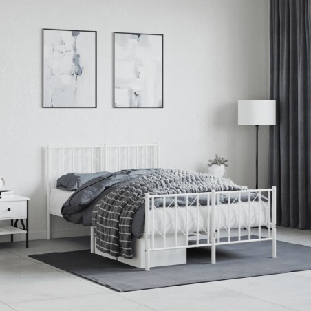 vidaXL Estructura cama metal con cabecero y estribo blanco 120x200 cm