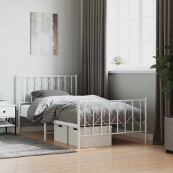 vidaXL Estructura cama metal cabecero y pie de cama blanca 100x190 cm